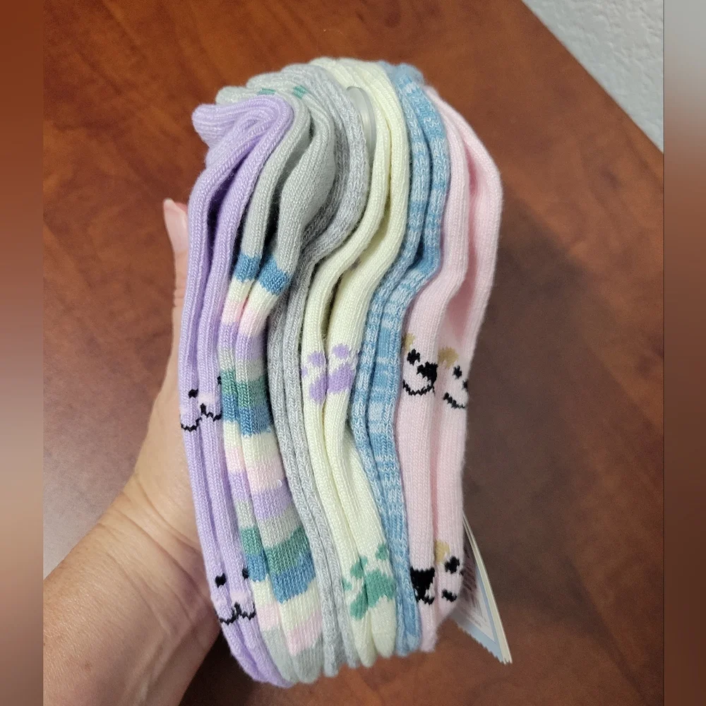 Cat & Jack Pink Dog Design No-Show Socks 2 Packs Of 6 Nwt